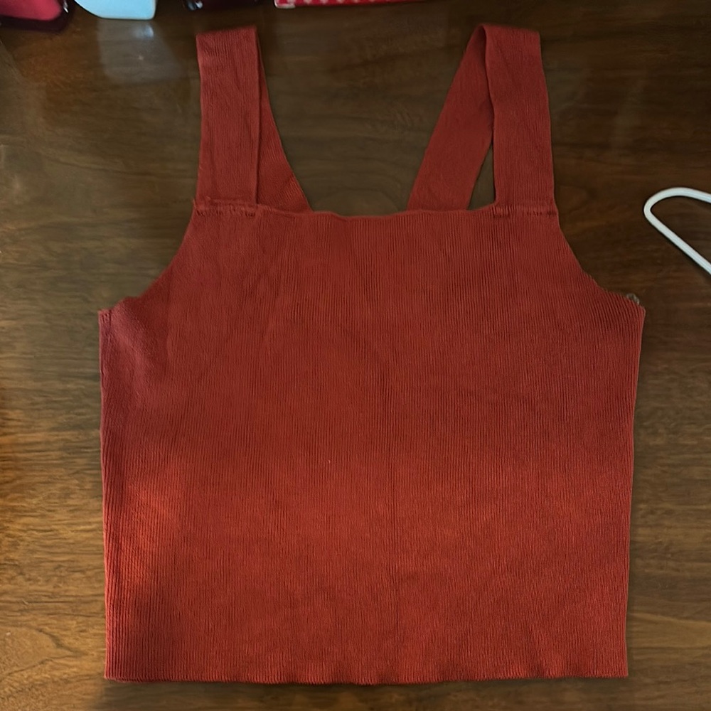 Red Boxy Crop Tank Top